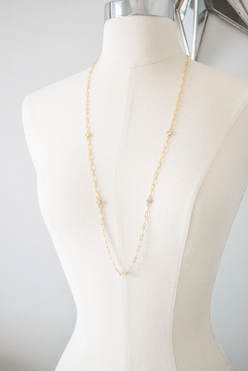 Paperclip Chain Necklace, Chain Necklace, Rectangle Link, Multiway Necklace, Gemstone Necklace, Long Layering Necklace, Charm Necklace