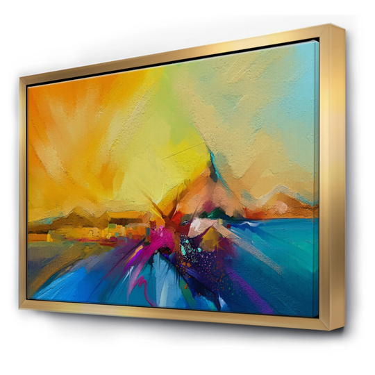 Designart 'Abstract Colorful Seascape VIII' Modern Framed Canvas Wall Art Print