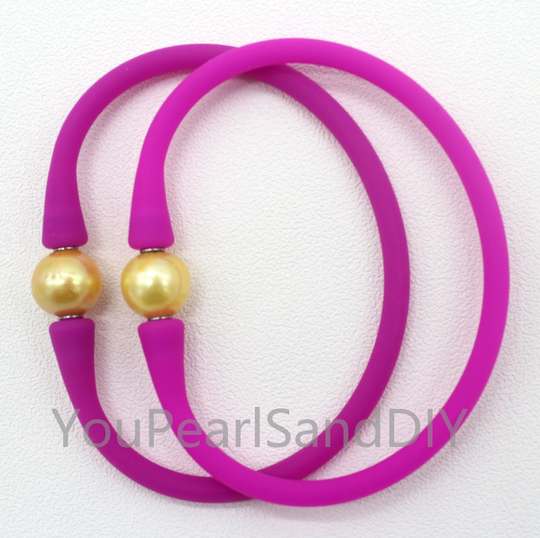 30Pcs -10-11mm Freshwater Pearl & 39 Colors Silicone Rubber Waterproof Stretch Bracelet, Silicone Bracelets, Jewelry GiftW017