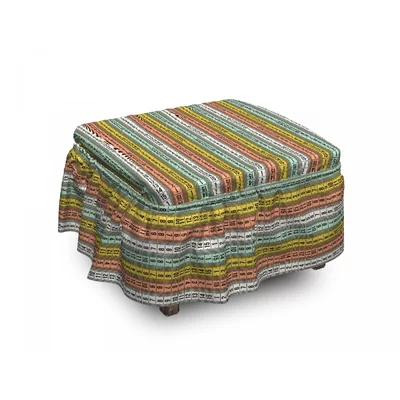 Pastel Couture Measuring Tape 2 Piece Box Cushion Ottoman Slipcover Set