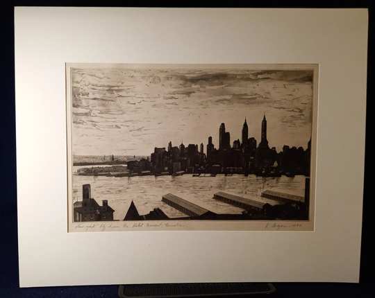Herbert Meyer | American 1882-1960 "From The Hotel Bossert - Brooklyn", Aquatint, 1936, Pencil Signed. | Free Shipping