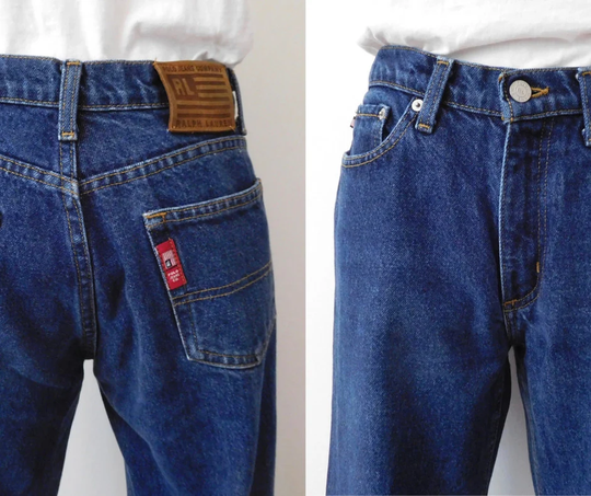 Waist 30 Ralph Lauren Denims Vintage 1990S 90S Mid Low Rise Mom Jeans Dark Wash Bootcut