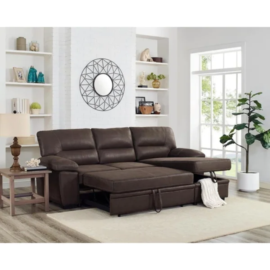 Kipling Microfiber Reversible Sleeper Sectional Sofa