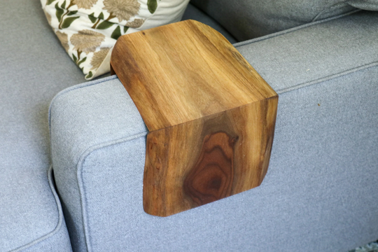 Live Edge 6" Walnut Wood Armrest Table, Coffee Living Room Table | In Stock