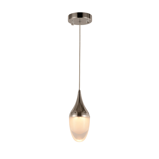 Droplet 2.5-Watt Polished Chrome Finish Integrated LED 3000K Clear Ceiling Light 4 in. Dia x 96 in. H - Mini Pendant