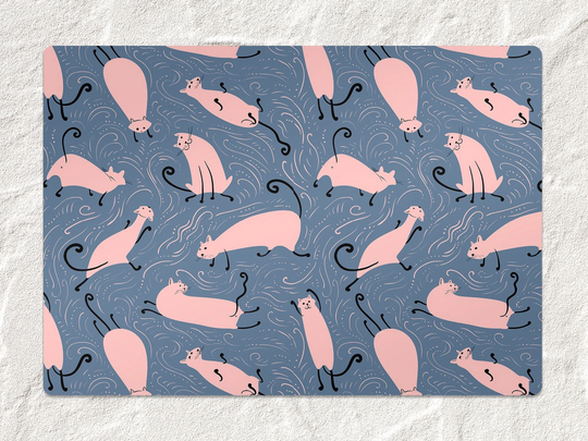 Crazy Pink Cats Chair Mat, Blue Splat Vinyl Floor Animals Protective Office Decor, Flooring, Gift Idea, Splash Mat