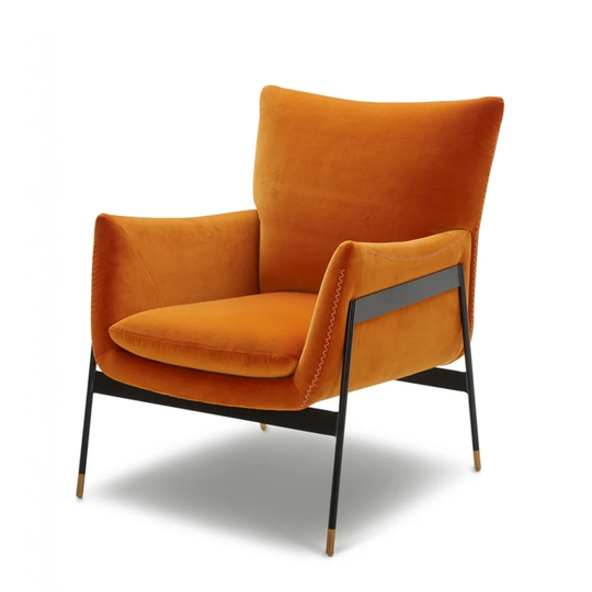 Velvet Solid Color Flared Arms Wingback Chair Metal Black Legs - 34" H x 26" W x 30" D