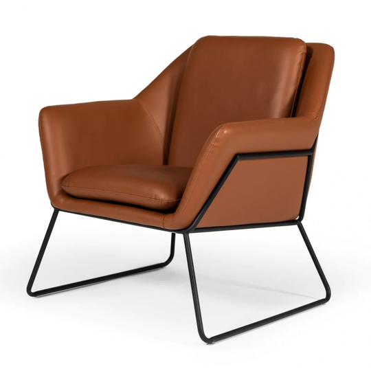 Industrial Brown Eco Leather And Black Metal Chair - 33.5" x 31" x 29.5"
