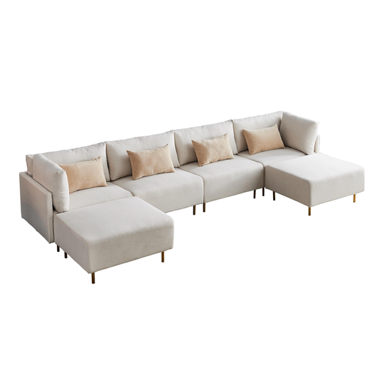 U-Shaped Linen Sectional Sofa