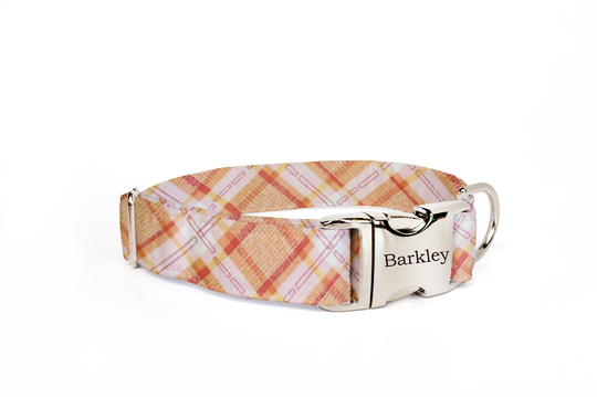 Dog Collar With Name, Orange Collar, Girly Personalized, Fabric