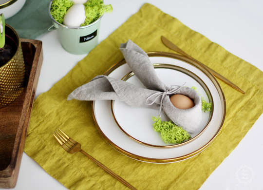 Softened Linen Napkins. Easter Table Decor
