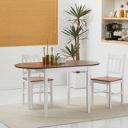 HOMCOM 55" Solid Wood Kitchen Table, Drop Leaf Tables for Small Spaces, Folding Dining Table