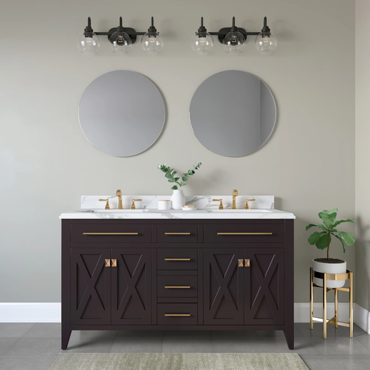 3 Light Matte Black Bathroom Vanity Light - Matte Black