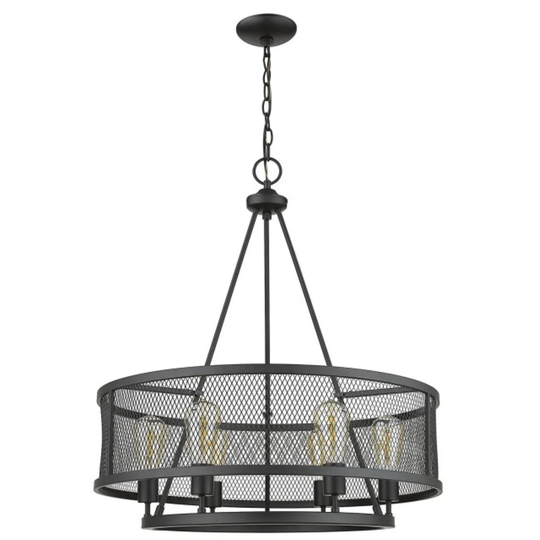 Elza 6-Light Matte Black Caged Pendant- 28"H x 25.5"W