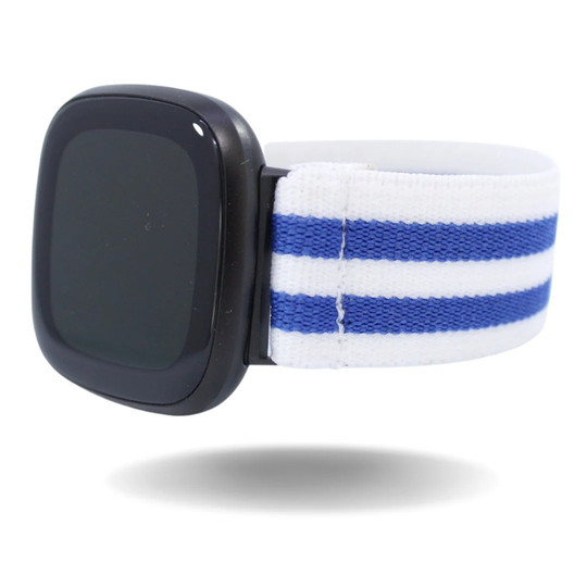 Elastic Fitbit Sense/Versa 3 Watch Band - Fits & White Blue Striped Classic Uniform Linen