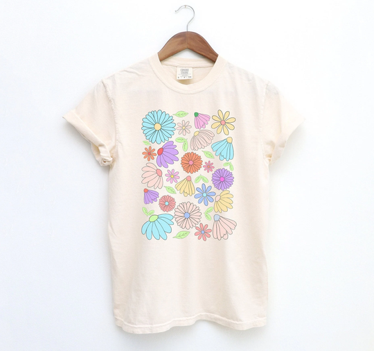 Wildflower Tshirt, Comfort Colors Tee, Wild Flowers Shirt, Floral Flower Gift For Women, Ladies Shirts, Best Friend