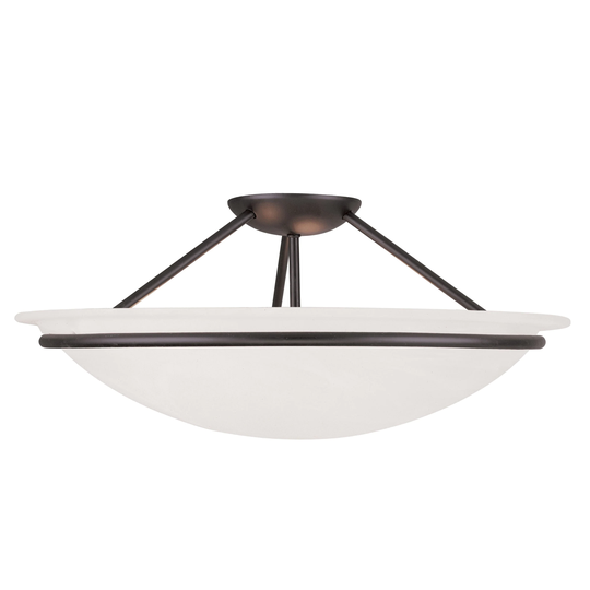 Livex Lighting Newburgh Steel and Alabaster Glass 3-light Ceiling Mount