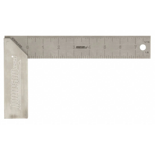 Johnson Try Square: Aluminum, Stainless Steel, 8 in Body Size, 8 in 1908-0800 - 1 Each - 8"