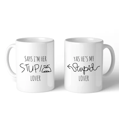 Alessandro Her Stupid Lover and My Stupid Lover Matching Couple 2 Piece Coffee Mug Set