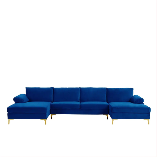 Modern XL Velvet Upholstery U-shaped Sectional Sofa