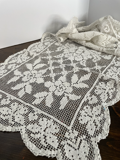 Vintage Pulled Thread Embroidery Table Scarf