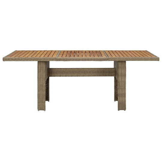 Dining Table Garden Table Outdoor Poly Rattan Solid Acacia Wood Brown