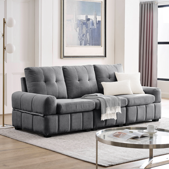 93" Modern Tufted Living Room Sofa with Storage Space, High Back Upholstered Futon Sofa, for Apartment, Dorm, Reception