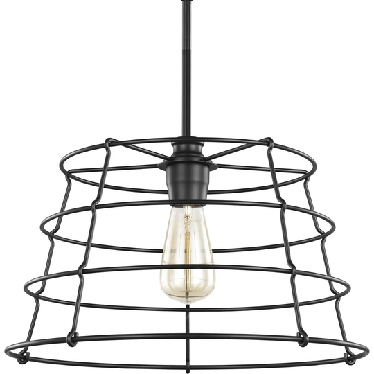 Chambers Collection One-Light Matte Black Farmhouse Pendant Light - 12.870" x 18.720" x 18.720"