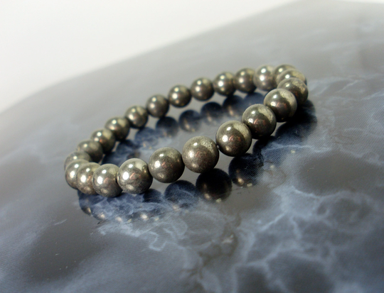 Natural Pyrite Bracelet Grade A 6mm Or 8mm, Gemstone Beaded Women Mens Bracelet, Genuine Healing Crystal +Gift Bag