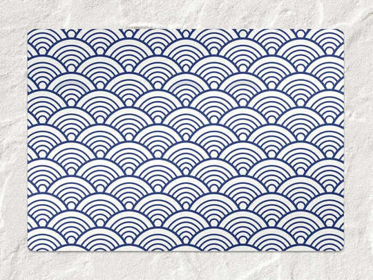 Scallop Blue Chair Mat, Navy Vinyl Floor White Protective Retro Splat Decorative Gift Idea, Splash Mat