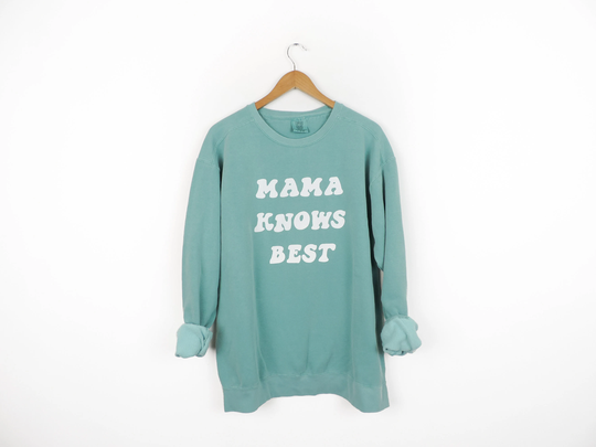 New Mama Knows Best Comfort Colors Crewneck Sweatshirt // Size Small-3xl