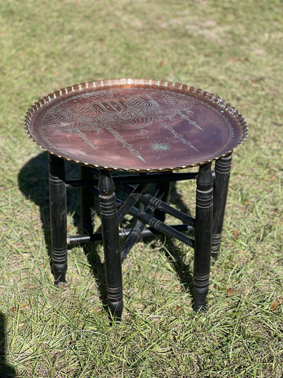 Vintage Metal Table, Copper Table, Middle Eastern Boho Decor, Copper Tray, Vintage Furniture, Tray Table