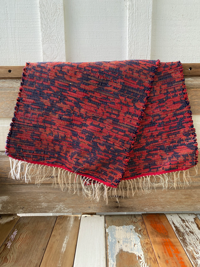 Burnt Red Navy Wool Table Runner