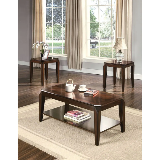 Docila Coffee, End Table Set in Walnut ,3Pc Pk