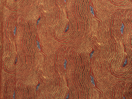 Aboriginal Art Maureen Waterhole Dune Abstract Brown Orange Quilting Cotton Fabric By 1/4, 1/2 Yard Or Fat Quarter, Aussie Indigenous