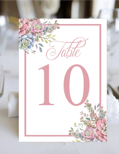 Table Numbers Botanical Rustic Watercolor Wedding | Seating Cards Item Tn-619-5 Lovebirdslane