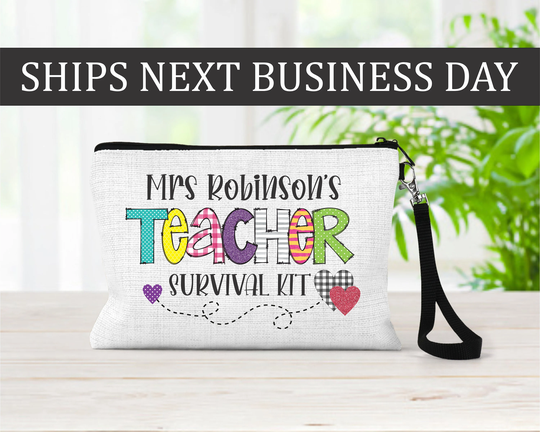 Personalized Teacher Survival Kit Bag, Gift Ideas, Appreciation Gift, Favorite Pencil Pouch, End Of School