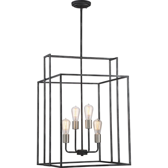 Nuvo Lighting Lake Black Metal 4-light 19-inch Square Pendant - Length 19.00", Width 19.00", Height 27.5"