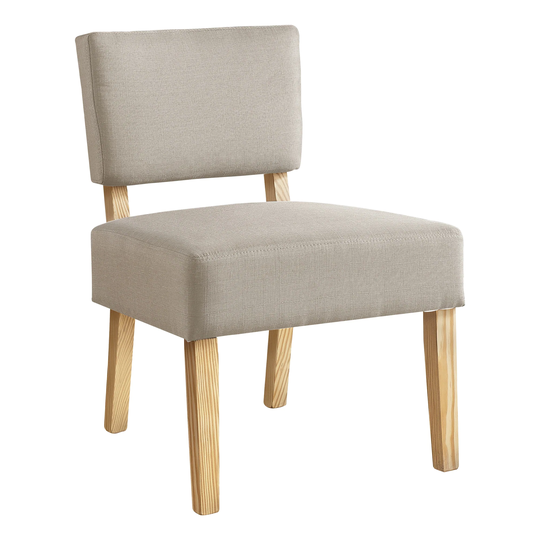 Accent Chair, Armless, Living Room, Bedroom, Fabric, Wood Legs, Natural, Transitional