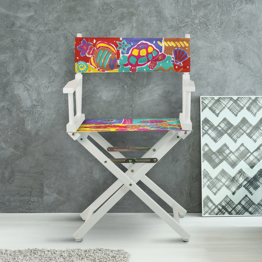18" Director's Chair White Frame-Passion Fish - 21.75"W x 17"D x 33.75"H