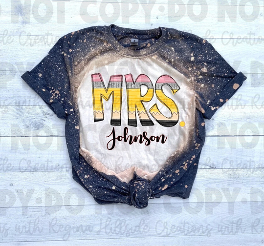 Teacher Tee, Pencil Font, Bleached Back To School