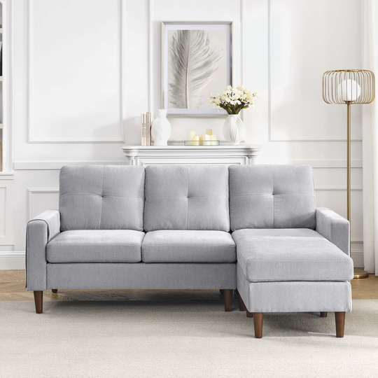 80" Convertible Sectional Sofa Couch,3 Seats L-shape Sofa