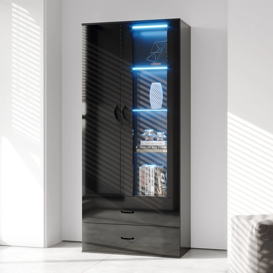 Storage Cabinet with 4 Shelving, 2 Drawers and 2 Doors
