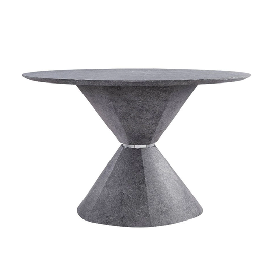 Round Dining Table with Single Pedestal in Faux Concrete