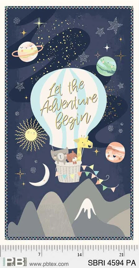 P&b Textiles - Star Bright Sbri 4594 Pa Let The Adventure Begin Panel Dark Blue Approx 21-3/4" Wide