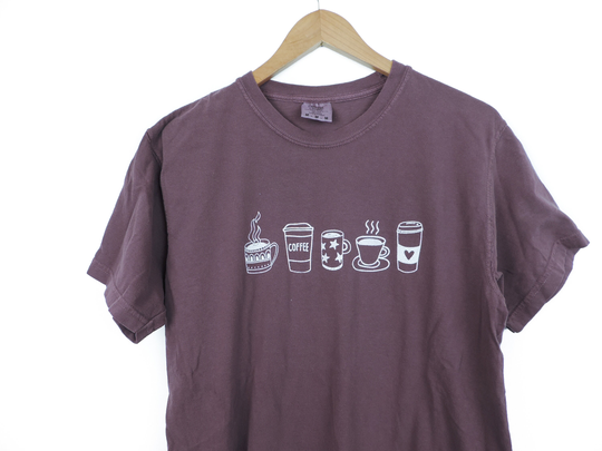 New Coffee Cup Doodle Comfort Colors T-Shirt // Size S-3xl You Pick Color &