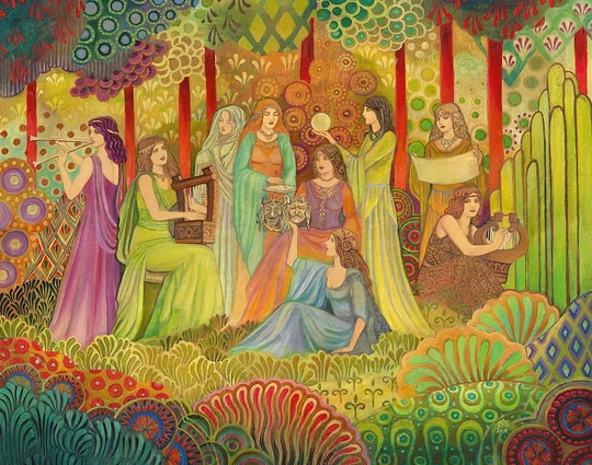 Nine Muses Greek Goddess Art Deco Psychedelic 8x10 Fine Print