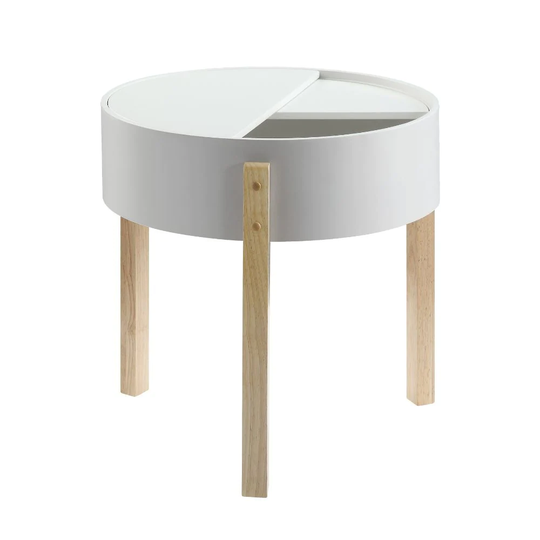 Mid-Century Bodfish End Table, 20"Dia Coffee Table with Hidden Top Compartment