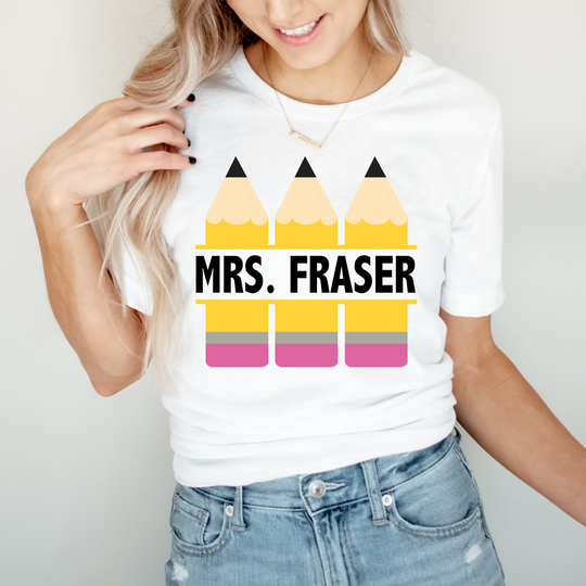 Pencil Teacher Name Shirt, Personalized Custom Team Shirts