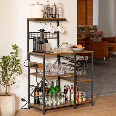 Cotillard 5 Tier 35.4" Steel Standard Bakers Rack with Microwave Compatibility